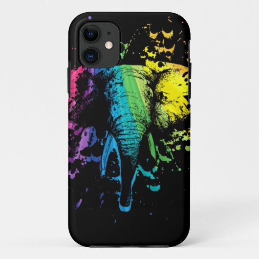 Rainbow Bull Elephant auf Black Case-Mate iPhone C Hülle (Rückseite)