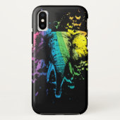 Rainbow Bull Elephant auf Black Case-Mate iPhone Hülle (Rückseite)