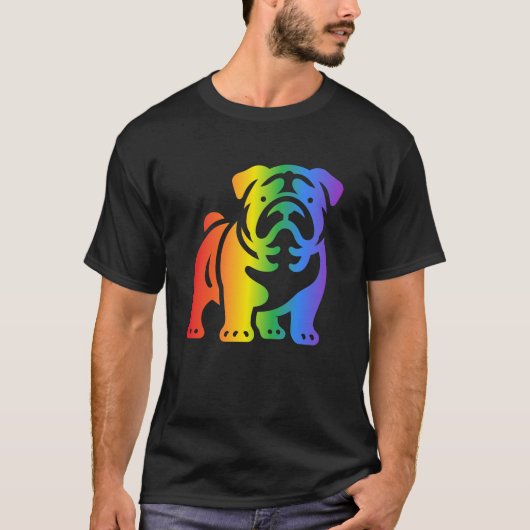 Rainbow Bulldog Dog Lover T-Shirt (Vorderseite)