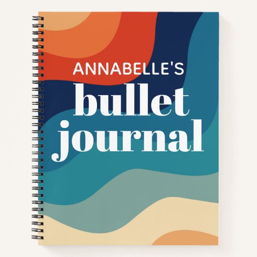 Rainbow Bullet Journal mit Rainbow Retro Waves Notizblock (Vorderseite)
