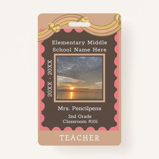 Rainbow Bulletin Board Custom Teacher Staff ID Ba Ausweis (Vorderseite)