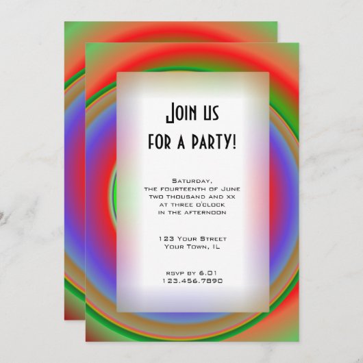 Rainbow Bullseye für alle Zwecke Party Einladung (Vorne/Hinten)