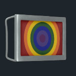 Rainbow Bullseye Rechteckige Gürtelschnalle<br><div class="desc">Konzentrische Kreise bilden einen regenbogenfarbenen Stierkampf. Der äußerste Kreis ist rot,  gefolgt von orange,  gelb,  grün,  blau,  indigo und endet mit violett in der Mitte. Feiern Sie Ihren LGBT-Stolz oder Ihre Liebe von Regenbogen! 

 Digitales 7500 x 7500 Pixel Bild. 
 Copyright ©2011 Claire E. Skinner,  Alle Rechte vorbehalten.</div>