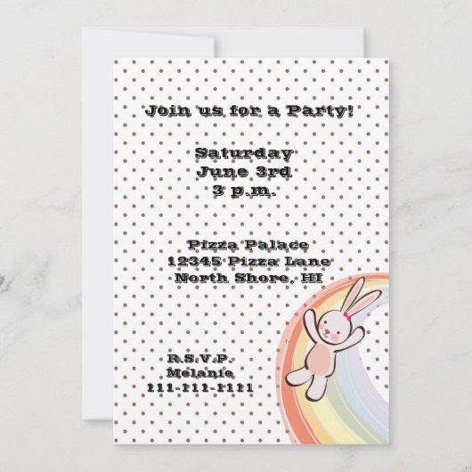 Rainbow Bunnies Einladung (Rückseite)