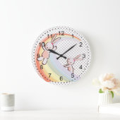 Rainbow Bunnies Große Wanduhr (Zuhause)