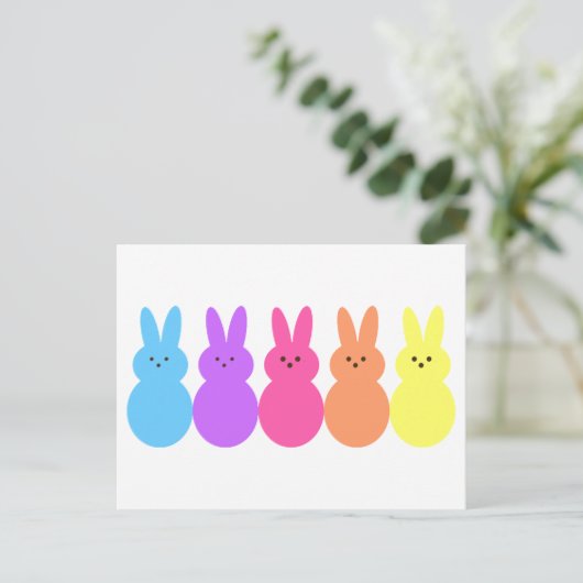 Rainbow Bunnies Postkarte (Stehend Vorderseite)