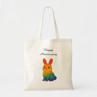 Rainbow Bunny - glücklicher Jahrestag Tragetasche