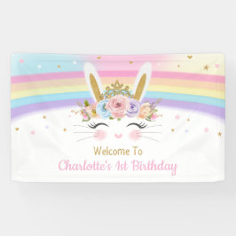 Rainbow Bunny Rabbit Baby Dusche Geburtstag Hinter Banner