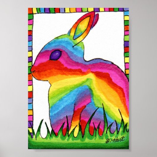Rainbow Bunny Rabbit Mini Folk Poster (Vorne)