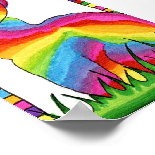 Rainbow Bunny Rabbit Mini Folk Poster (Ecke)