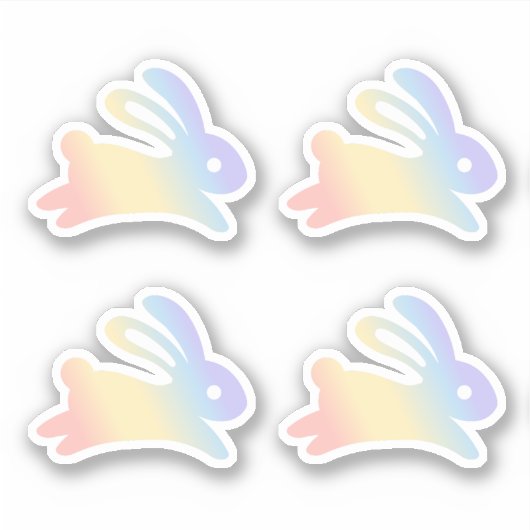 Rainbow Bunny Rabbit Set 4 Sticker (Vorderseite)