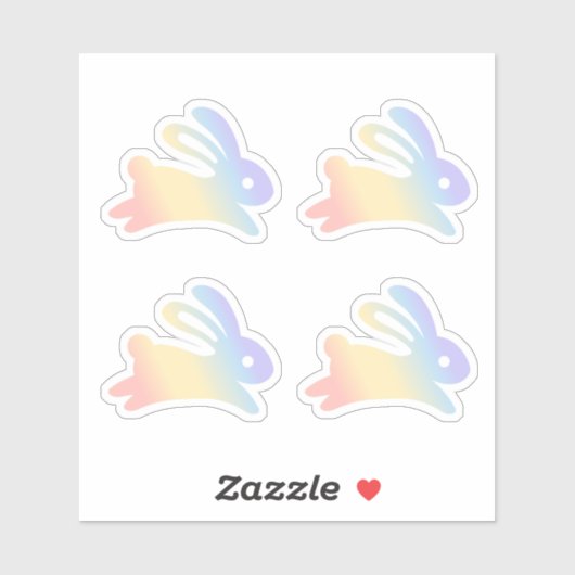 Rainbow Bunny Rabbit Set 4 Sticker (Blatt)