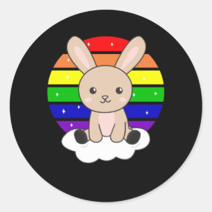 Rainbow Bunny Sweet Kanbits for Children Runder Aufkleber