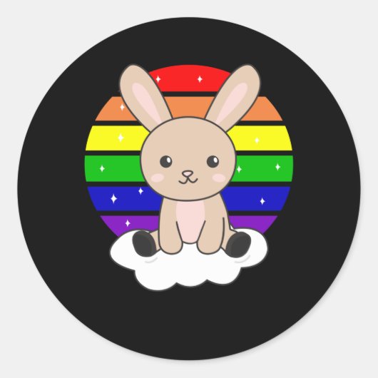 Rainbow Bunny Sweet Kanbits for Children Runder Aufkleber (Vorderseite)