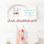 Rainbow Bunny Wunny Floral Bunny Birthday Banner (Insitu)