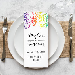 Rainbow bunter Scrollblatt lesbische Hochzeit Werbekarte