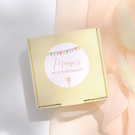 Rainbow Bunting & Star Candle Birthday Party Runder Aufkleber