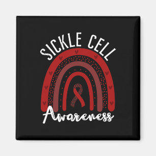 Rainbow Burgundy Ribbon Sickle Cell Awareness Supe Magnet