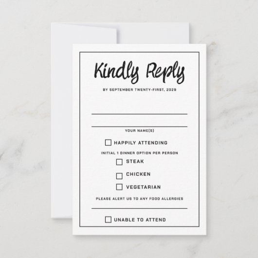 Rainbow Burst Food Choice RSVP Card (Vorderseite)