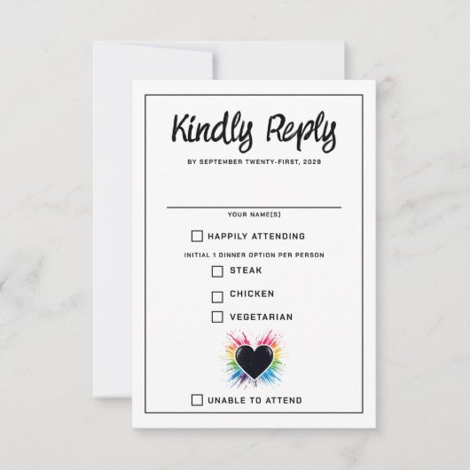 Rainbow Burst Food Choice RSVP Card (Vorderseite)