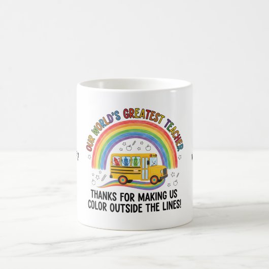 Rainbow Bus Crayons Worlds Greatest Teacher Kaffeetasse (Mittel)