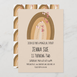 Rainbow Butterfells Bohemische Hand Drawn Geburtst Einladung