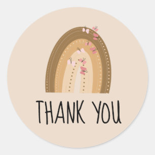 Rainbow Butterfells Bohemische Hand Drawn Geburtst Runder Aufkleber