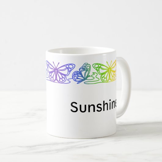 Rainbow Butterfells Border Personalized Mug Kaffeetasse (VorderseiteRechts)