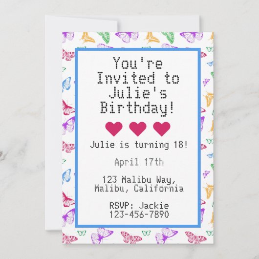 Rainbow Butterfells Einladung (Vorderseite)