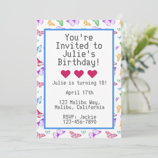 Rainbow Butterfells Einladung (Stehend Vorderseite)