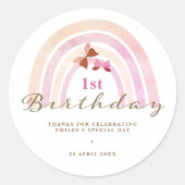 Rainbow Butterfells Geburtstag Pastel Pink Vielen Runder Aufkleber (Vorderseite)