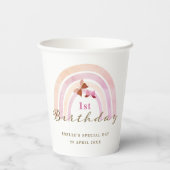 Rainbow Butterfells Geburtstagsparty Pastel Pinks Pappbecher (Rückseite)