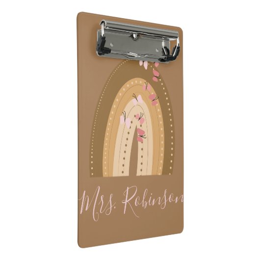 Rainbow Butterfells Skriptlehrer Name Mini Klemmbrett (Schrägansicht)