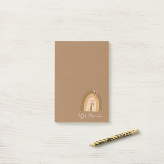 Rainbow Butterfells Skriptlehrer Name Post-it Klebezettel (Auf Schreibtisch)