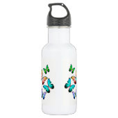 Rainbow Butterflies mit Watercolor Stilvolle Blume Edelstahlflasche (Rückseite)