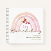 Rainbow Butterflies Pastel Pinks Gästebuch Notizblock (Vorderseite)