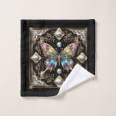Rainbow Butterfly Art Deco Art Nouveau Badhandtuch Set (Waschlappen)