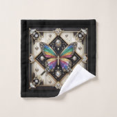 Rainbow Butterfly Art Deco Art Nouveau Badhandtuch Set (Waschlappen)