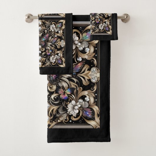 Rainbow Butterfly Art Deco Art Nouveau Badhandtuch Set (Insitu)