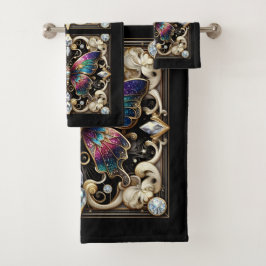 Rainbow Butterfly Art Deco Art Nouveau Badhandtuch Set