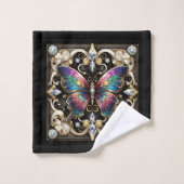 Rainbow Butterfly Art Deco Art Nouveau Badhandtuch Set (Waschlappen)