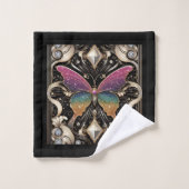 Rainbow Butterfly Art Deco Art Nouveau Badhandtuch Set (Waschlappen)
