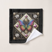 Rainbow Butterfly Art Deco Art Nouveau Badhandtuch Set (Waschlappen)