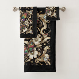 Rainbow Butterfly Art Deco Art Nouveau Badhandtuch Set