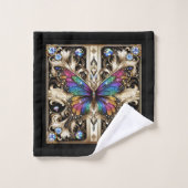 Rainbow Butterfly Art Deco Art Nouveau Badhandtuch Set (Waschlappen)
