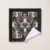 Rainbow Butterfly Art Deco Art Nouveau Badhandtuch Set (Waschlappen)