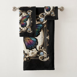 Rainbow Butterfly Art Deco Art Nouveau Badhandtuch Set