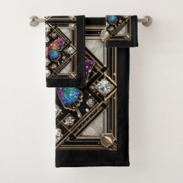 Rainbow Butterfly Art Deco Art Nouveau Badhandtuch Set