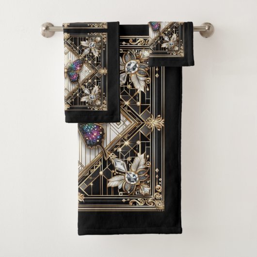 Rainbow Butterfly Art Deco Art Nouveau Badhandtuch Set (Insitu)