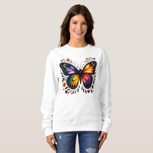Rainbow Butterfly Art Sweatshirt (Vorne ganz)